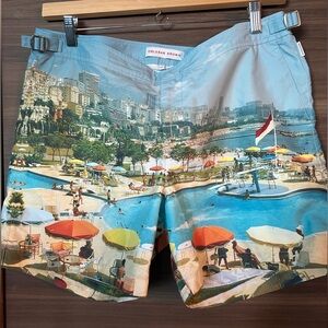 Orlebar Brown Men's Swim Trunks - Scenic Blue and Tan, Monoco Poolside.